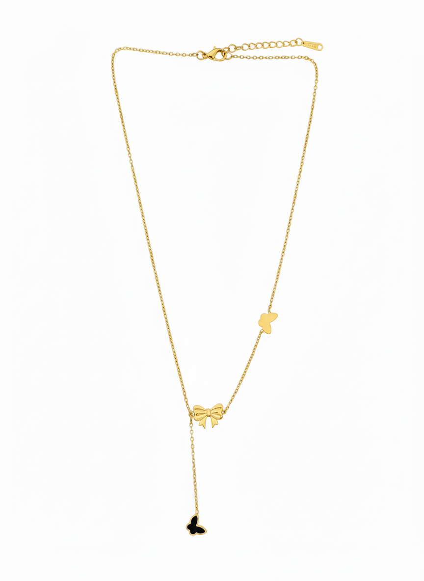 Gold necklace with butterfly charms