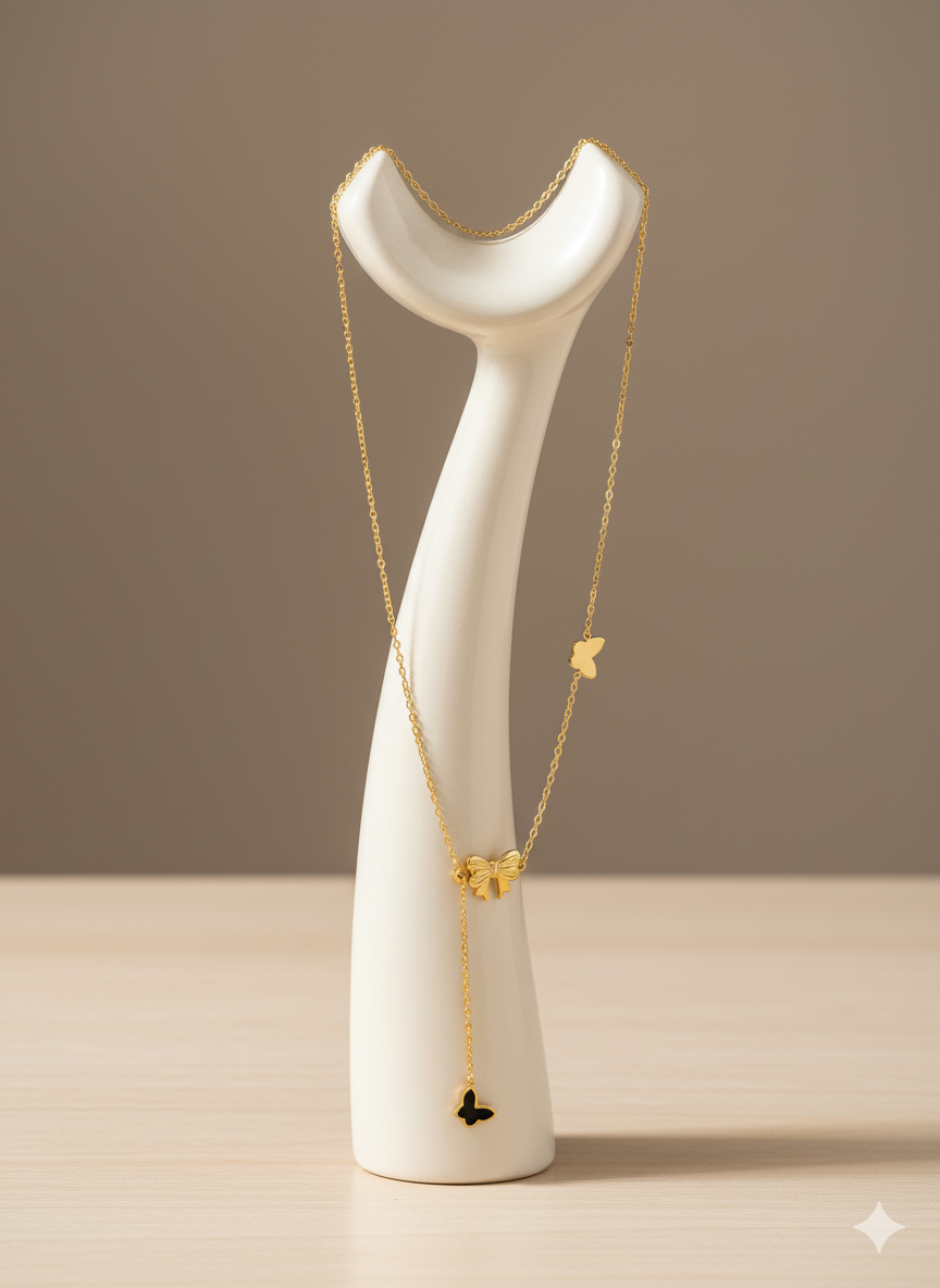 Gold necklace with butterfly charms 3