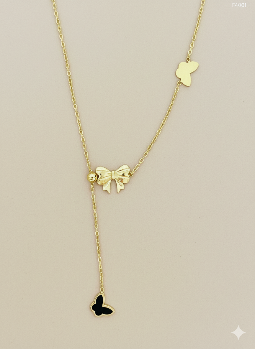 Gold necklace with butterfly charms 4
